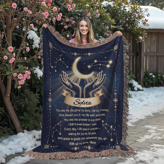Woven Blanket Gift for Bonus or Stepdaughter – Personalized from Mom or Stepmom