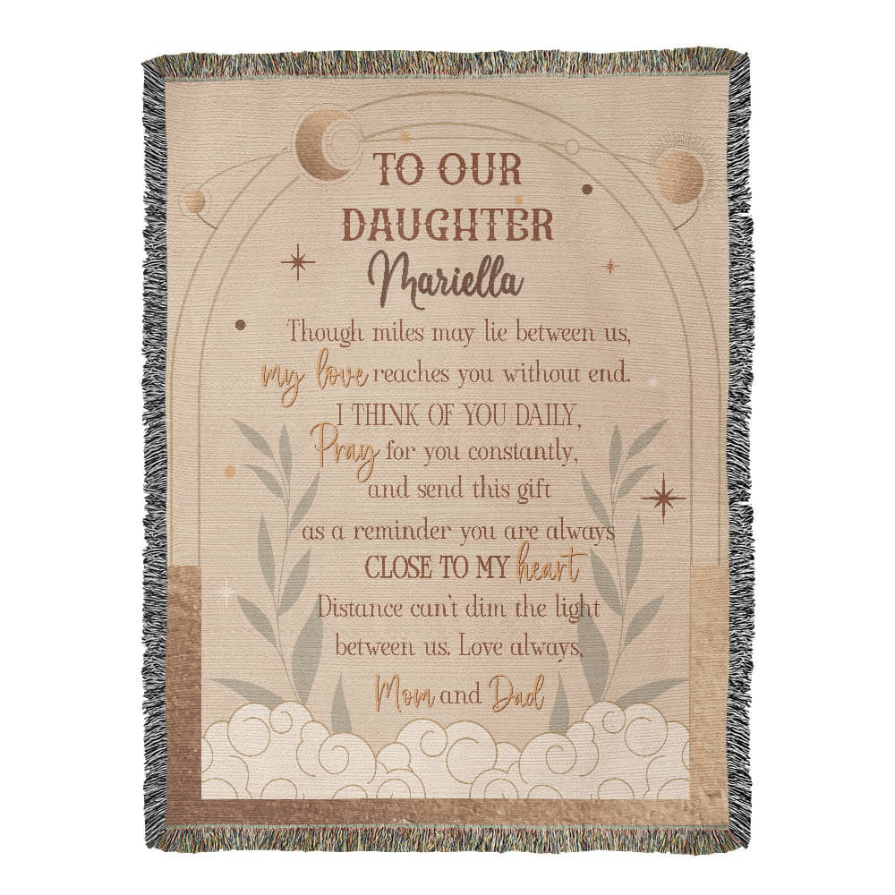 Personalized Blanket for Daughter from Mom and Dad – Long Distance Gift of Love and Prayer
