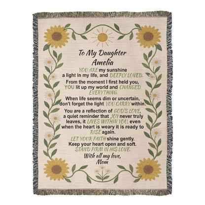 To My Daughter – Personalized Woven Blanket, Custom Cotton Throw Gift
