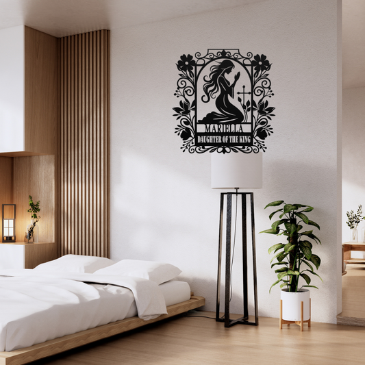 Daughter of the King – Personalized Praying Woman Metal Wall Art