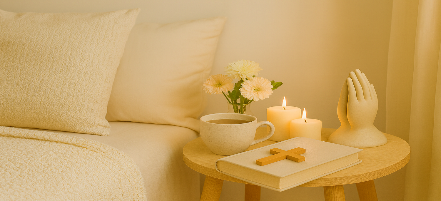 Faith-based self care image with safe item placement