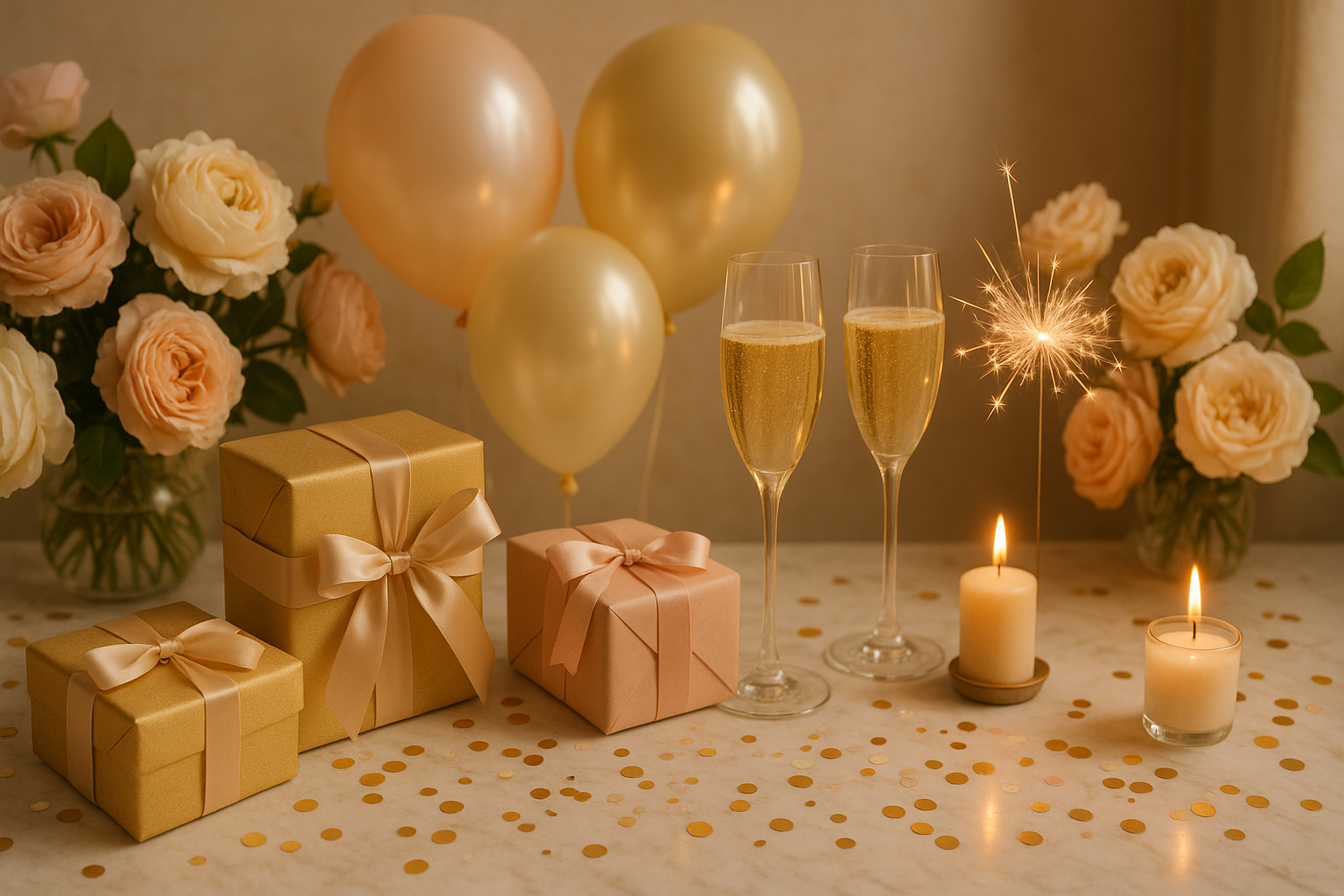 Realistic celebration gifts hero banner